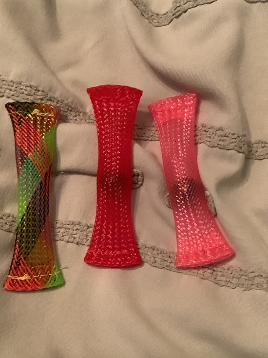Other - Set of 3 Mesh Fidget Sensory Tubes - Multicolor, Red, Pink